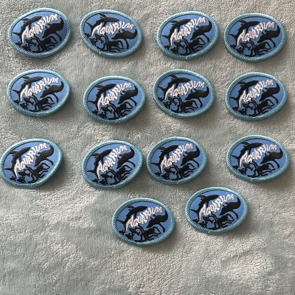 Aquarium Embroidered Dolphin Patch - Light Blue set of 14